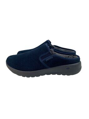 Skechers Goga Max Womens Faux Fur Lined Slip-On Shoes Navy Blue Size 7.5